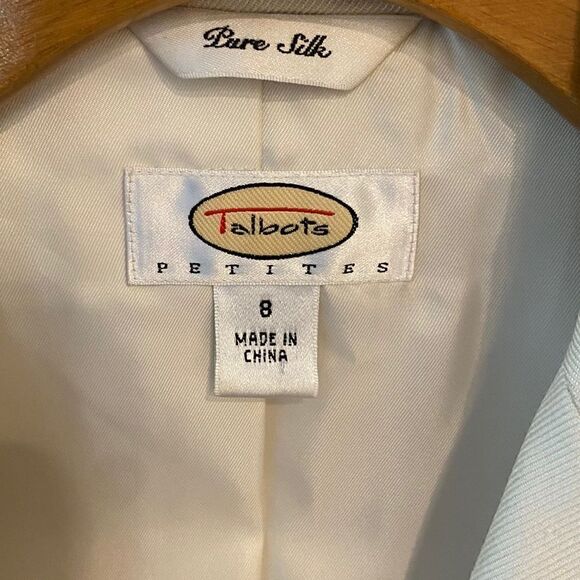 Talbots Sz 8P Winter White 100% Silk Lined Classic Career Office Blazer - Picture 4 of 7